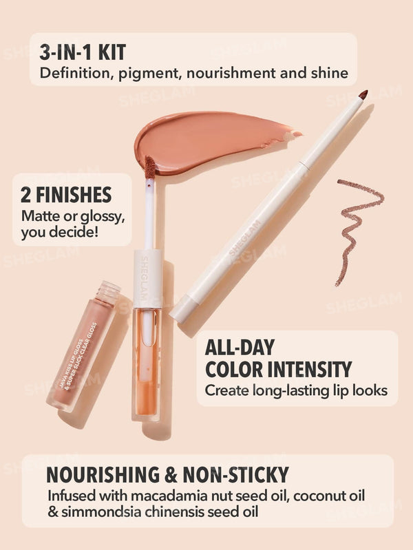 Soft 90'S Glam Lip Liner And Lip Duo Set