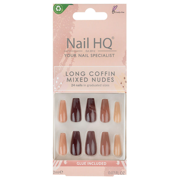 NAIL HQ LONG COFFIN MIXED NUDE NAILS