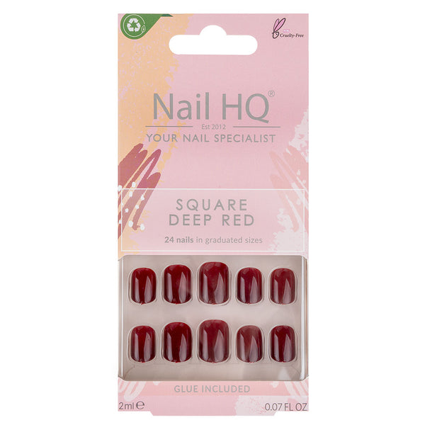 NAIL HQ SQUARE NAILS DEEP RED