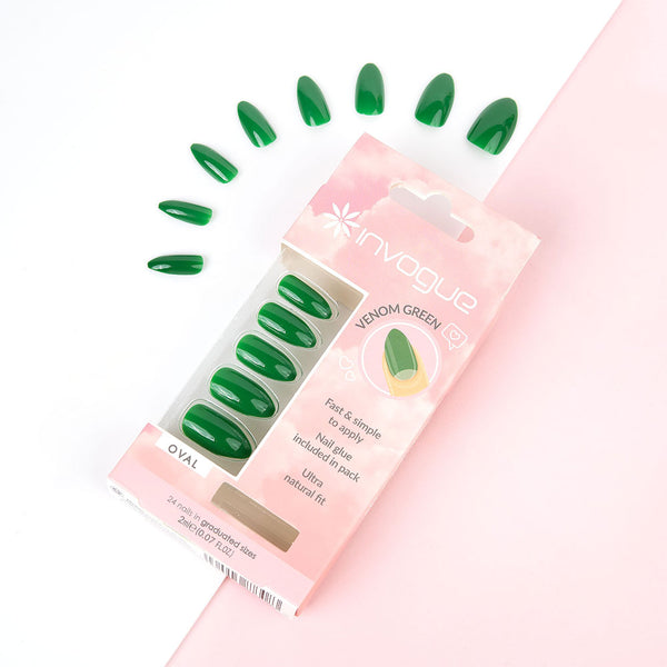 INVOGUE-VENOM GREEN OVAL-NAILS