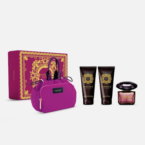 VERSACE CRYSTAL NOIR-4PCSET-W (EDT90+100ML BODY LOTION+100ML SHOWER GEL+MAKEUP CASE)