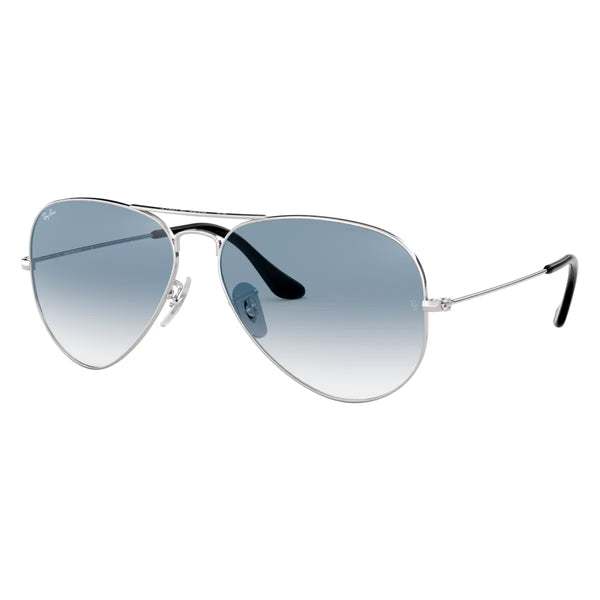 RAY-BAN AVIATOR GRADIENT Silver Light Blue Gradient Pilot Sunglasses For Unisex M
