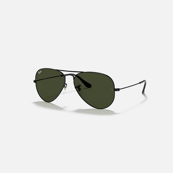 RAY-BAN AVIATOR CLASSIC Black & G-15 Green Pilot Sunglasses For Unisex XL