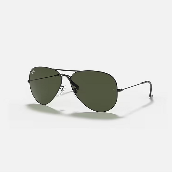RAY-BAN AVIATOR LARGE METAL II Black & G-15 Green Pilot Sunglasses For Unisex XXL