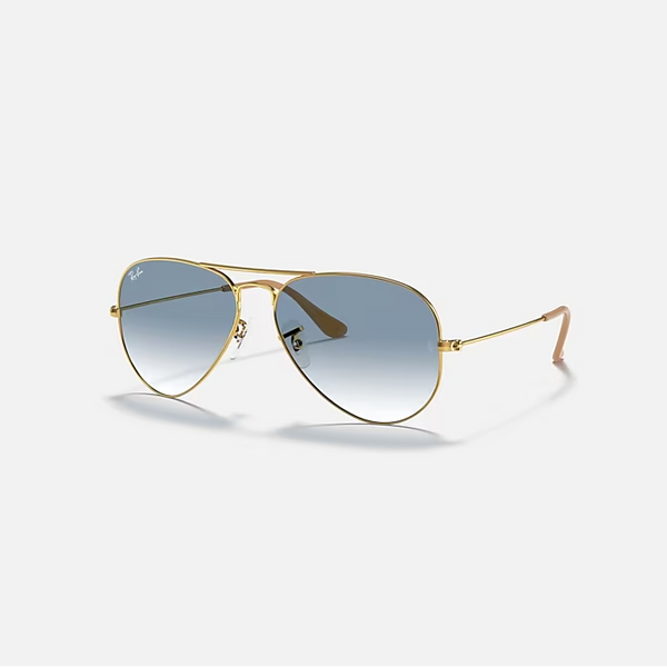 RAY-BAN Arista Gold & Light Blue Pilot Sunglasses For Unisex XXL