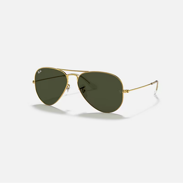 RAY-BAN AVIATOR CLASSIC Gold & Green Classic G-15 Pilot Sunglasses For Unisex XXL