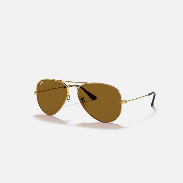 RAY-BAN Arista Gold & B-15 Brown Pilot Sunglasses For Unisex XL