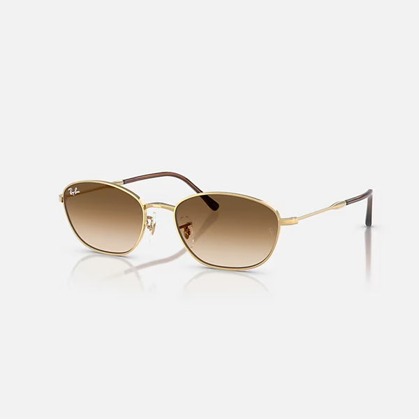 RAY-BAN Arista Gold & Clear Gradient Brown Irregular Sunglasses For Women L
