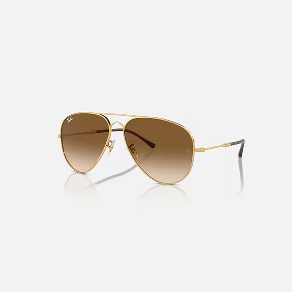 RAY-BAN Arista Gold & Clear & Brown Pilot Sunglasses For Unisex XL