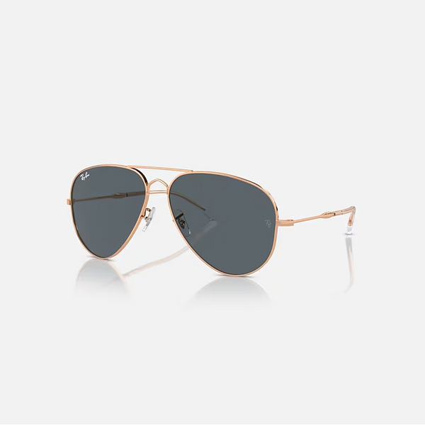 RAY-BAN OLD AVIATOR Rose Gold & Blue Pilot Sunglasses For Unisex XL