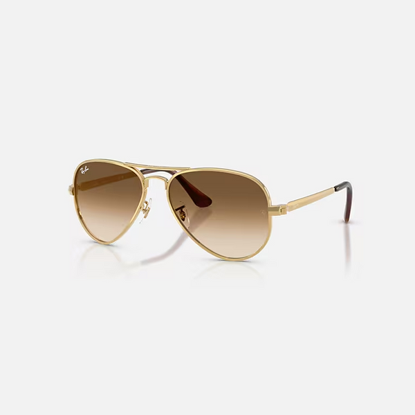 RAY-BAN Arista Gold & Clear Gradient Brown Pilot Sunglasses For Unisex XL