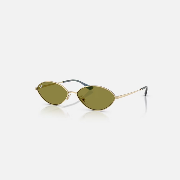 RAY-BAN KAI BIO-BASED Pale Gold & Green Oval Sunglasses For Unisex L