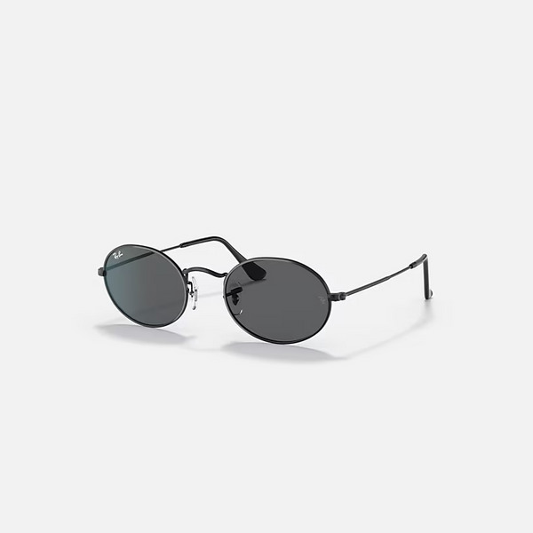 RAY-BAN OVAL METAL Black & Dark Grey Oval Sunglasses For Unisex M