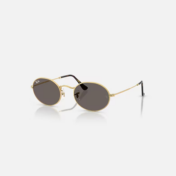 RAY-BAN Arista Gold & Dark Grey Oval Sunglasses For Unisex M