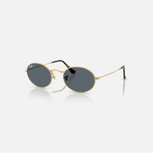 RAY-BAN Arista Gold & Blue Oval Sunglasses For Unisex M
