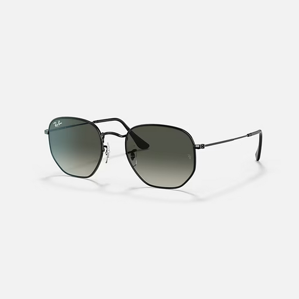 RAY-BAN HEXAGONAL Black & Grey Gradient Irregular Sunglasses For Unisex M
