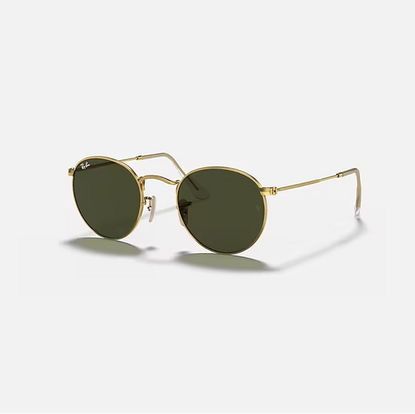 RAY-BAN Arista Gold & G-15 Green Round Sunglasses For Men L