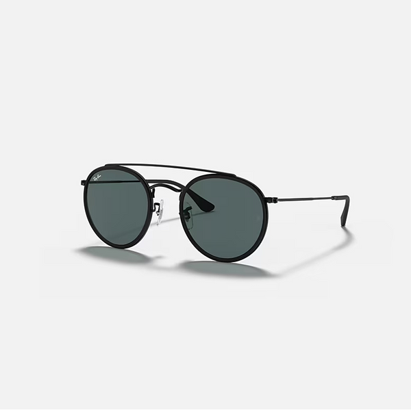 RAY-BAN ROUND DOUBLE BRIDGE Black & Blue/Grey Round Sunglasses For Unisex M