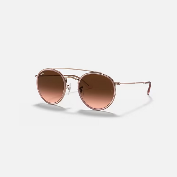 RAY-BAN ROUND DOUBLE BRIDGE Copper & Brown Gradient Round Sunglasses For Unisex M
