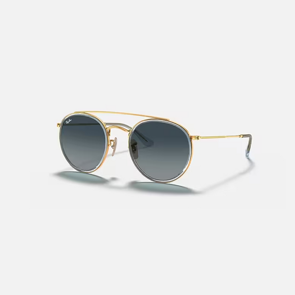 RAY-BAN ROUND DOUBLE BRIDGE Arista Gold & Blue Gradient Round Sunglasses For Unisex M