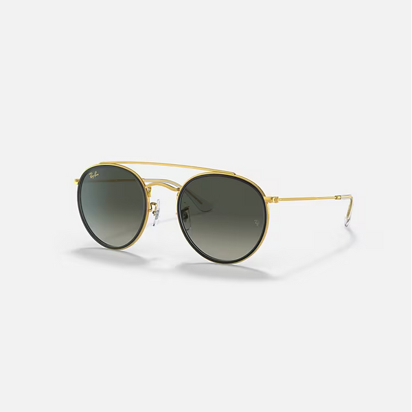 RAY-BAN ROUND DOUBLE BRIDGE Gold & Grey Gradient Round Sunglasses For Unisex M