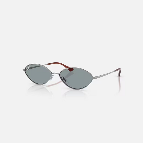 RAY-BAN KAI BIO-BASED Gunmetal & Azure Oval Sunglasses For Unisex L