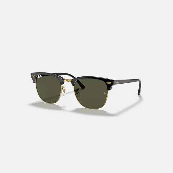 RAY-BAN CLUBMASTER CLASSIC Black On Gold & G-15 Green Square Sunglasses For Unisex XL