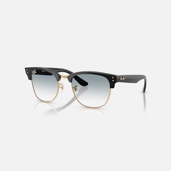 RAY-BAN CLUBMASTER REVERSE Black On Gold & Clear Gradient Blue Square Sunglasses For Unisex S