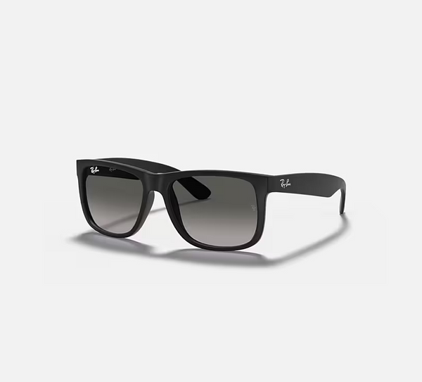 RAY-BAN JUSTIN CLASSIC Rubber Black & Dark Grey Square Sunglasses For Men XS