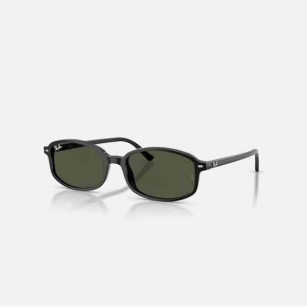 RAY-BAN SAM Black & Green Irregular Sunglasses For Unisex M