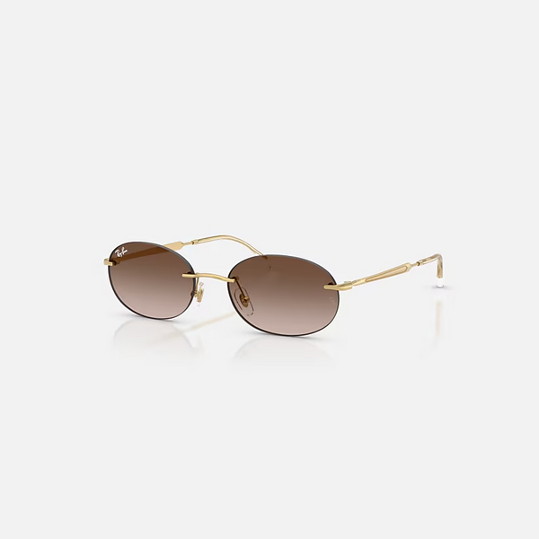 RAY-BAN RB3767 Arista Gold & Gradient Brown Oval Sunglasses For Unisex S