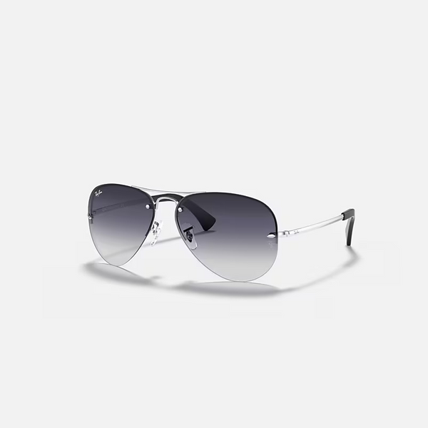 RAY-BAN RB3449 Silver & Grey Gradient Pilot Sunglasses For Men L