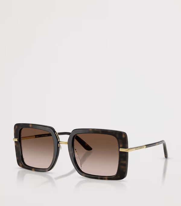 DOLCE & GABBANA DG4491 Havana On White Barrow & Brown Gradient Square Sunglasses For Women XXL
