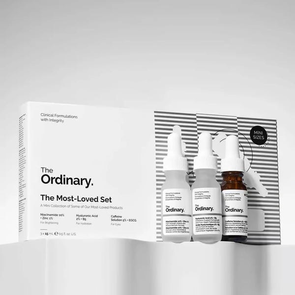 The Ordinary The Most-Loved Set , (Niacinamide 10% + Zinc 1% (15ml) +Hyaluronic Acid 2% + B5 (15ml) +Caffeine Solution 5% + EGCG (15ml) )