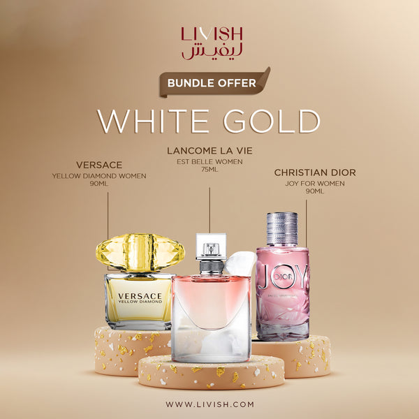 White Gold Women’s Perfume Bundle – Lancome, Versace & Dior Joy